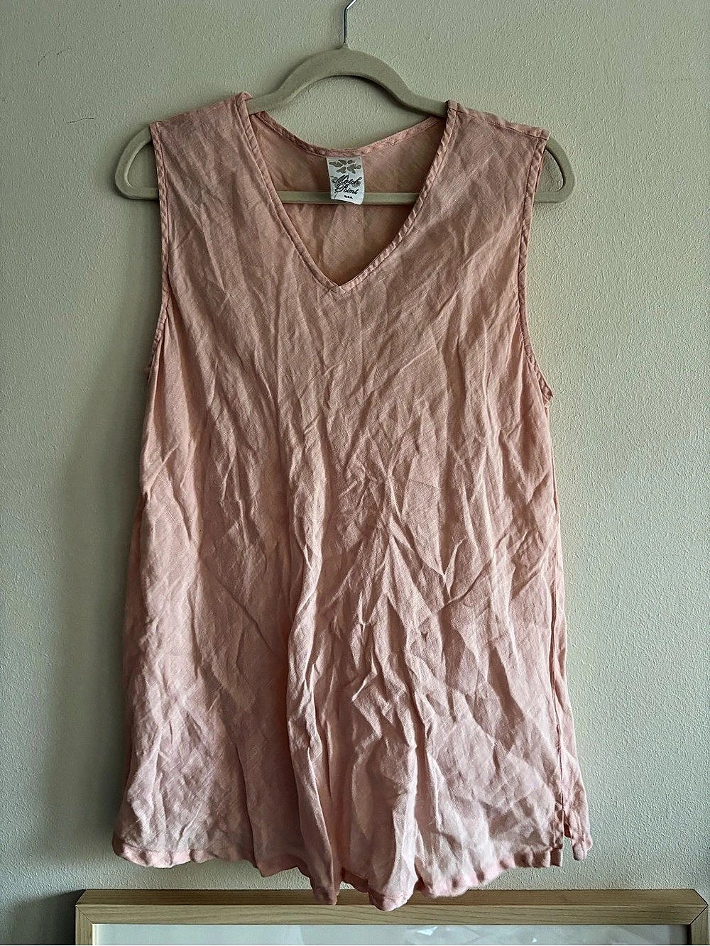 Match Point Pink linen Sleeveless Top Size Large